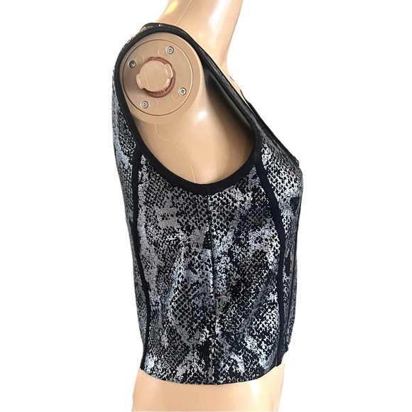 Guess Snakeskin Vest Animal Print Zip Up Metallic - Picture 3 of 5